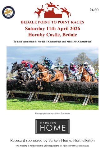Bedale Point to Point Races Racecard - Saturday 11th April