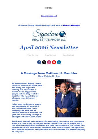 Signature Real Estate Finder Newsletter April 2026 