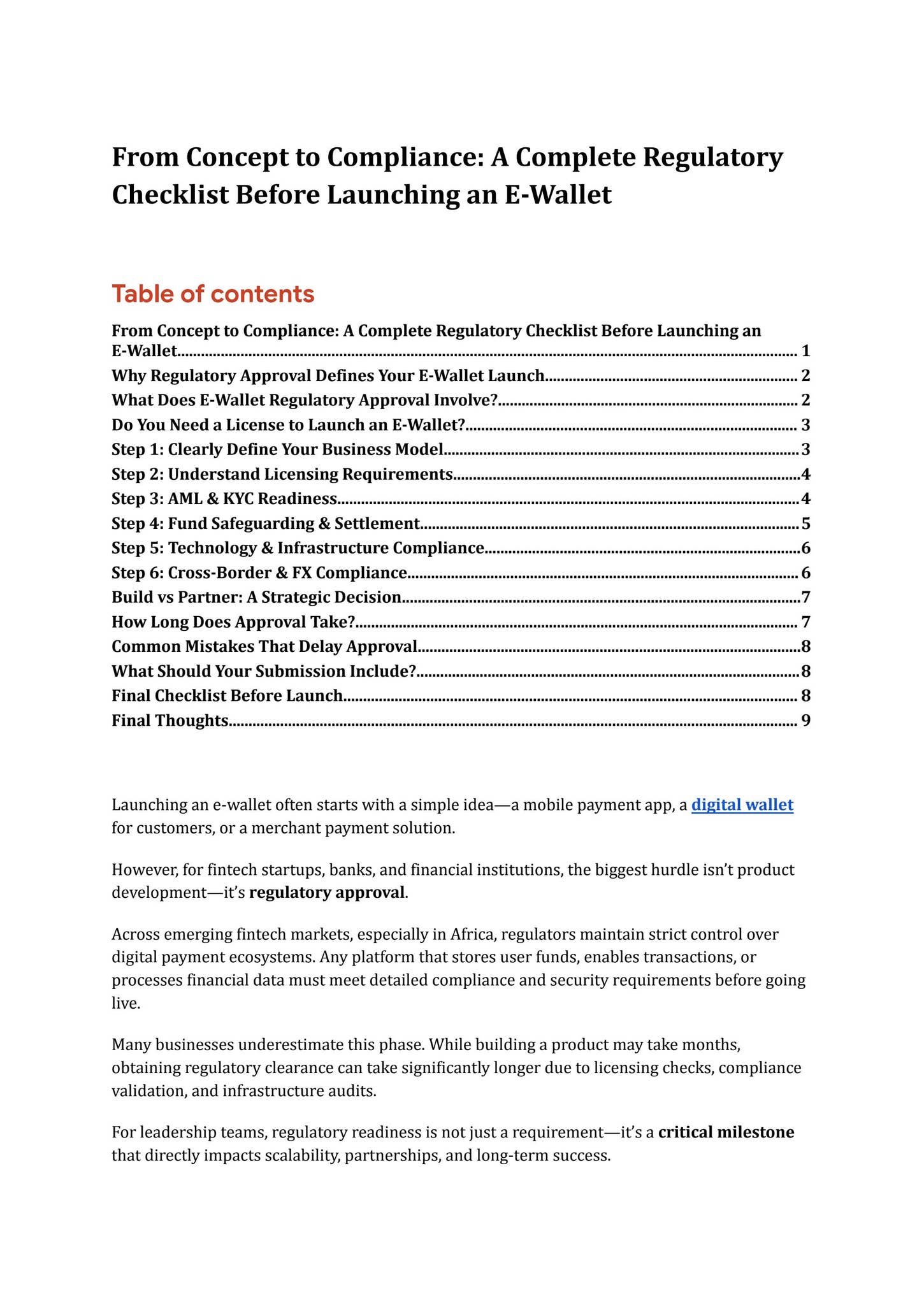 Ewallet Checklist From Concept to Compliance_ A Complete Regulatory Checklist Before ...