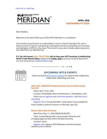 WTCA Meridian e-Newsletter April 2026 Issue