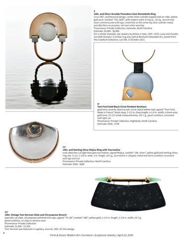Jewelry Featured in Form × Vision: 现代 Art • 家具 • Sculptural Jewelry 第 2 页