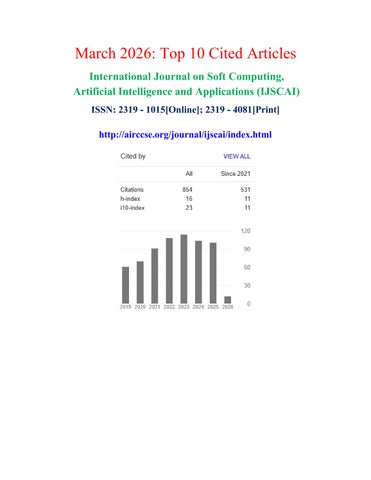 March 2026 Top Cited Articles - International Journal on Soft Computing, Artificial Intelligence and