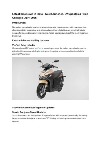 Latest Bike News India April 2026: New Launches, EV Updates
