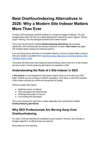 Best OneHourIndexing Alternatives in 2026_ Why a Modern Site Indexer Matters More Than Ever