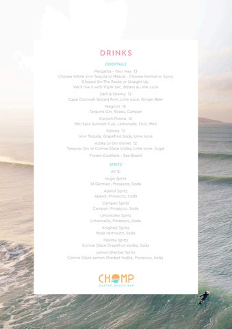 Chomp Drinks Menu 2026 Summer
