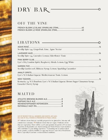Dry Bar Menu 