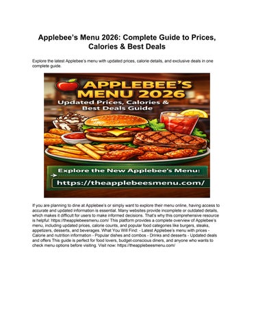Applebee’s Food Menu Guide: Updated Prices, Deals & Nutrition Info