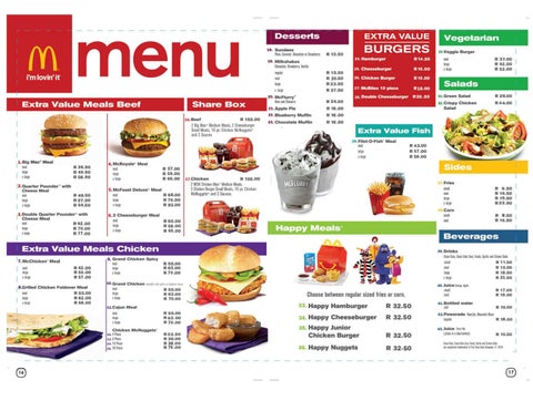 McDonald's in South Africa Menu