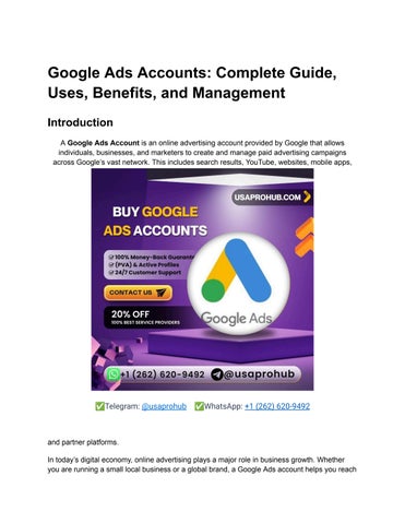 Buy Google Ads Accounts_ Complete Guide, Uses, Benefits, and Management