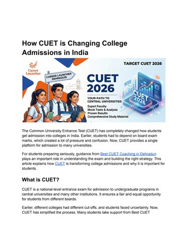 How CUET is Changing College Admissions in India