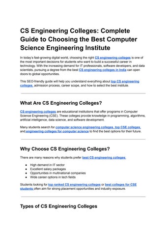 CS Engineering colleges