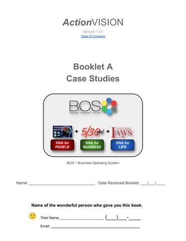 Booklet A - ActionVISION - Personality Masteries - CASE STUDIES - BOS ~ Business Operating System