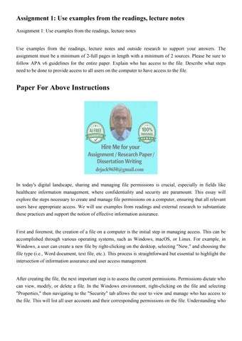 Assignment 1: Use examples from the readings, lecture notes by Dr Jack ...