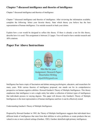 Chapter 7 discussed intelligence and theories of intelligenc by Dr Jack ...