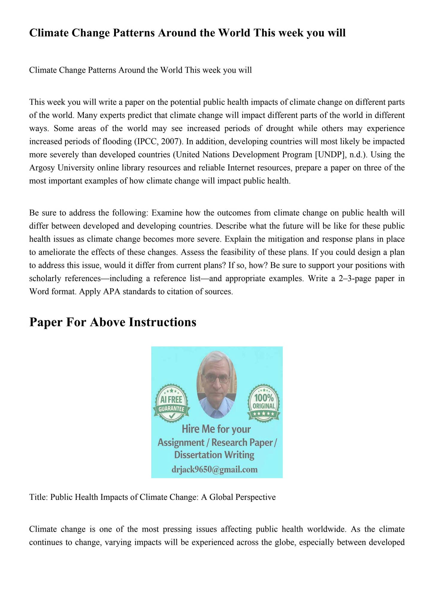 Climate Change Patterns Around the World This week you will by Dr Jack ...