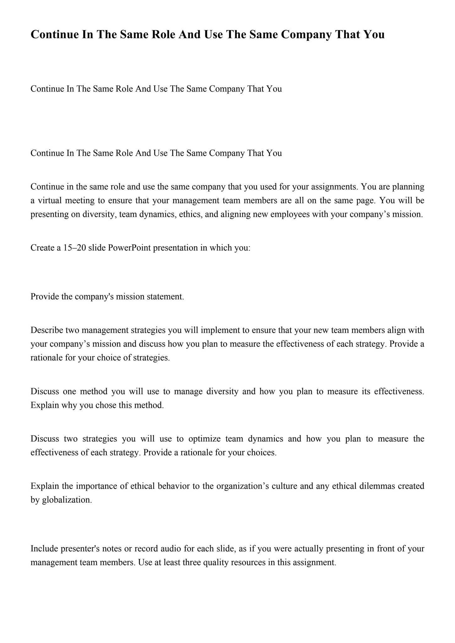 Continue In The Same Role And Use The Same Company That You by Dr Jack ...