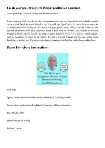 Create your project's System Design Specification document. by Dr Jack ...