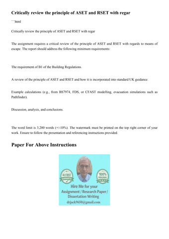 Critically review the principle of ASET and RSET with regar by Dr Jack ...