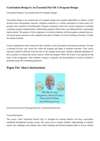 Curriculum Design Is An Essential Part Of A Program Design C by Dr Jack ...
