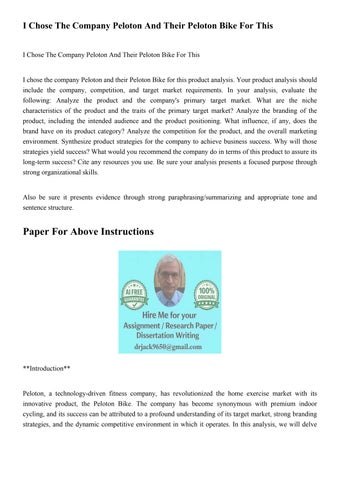 I Chose The Company Peloton And Their Peloton Bike For This 