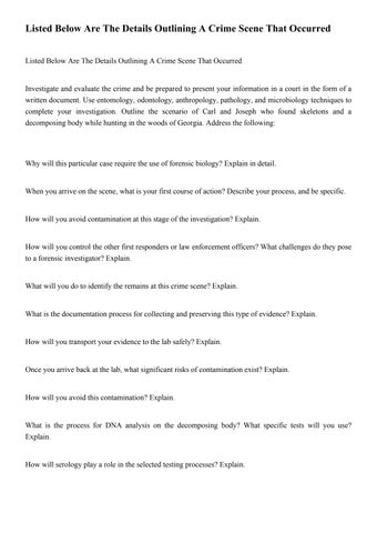 Listed Below Are The Details Outlining A Crime Scene That Oc