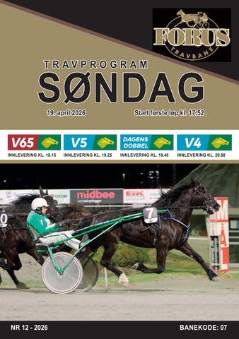 Forus Travprogram V65 søndag 19. april 2026