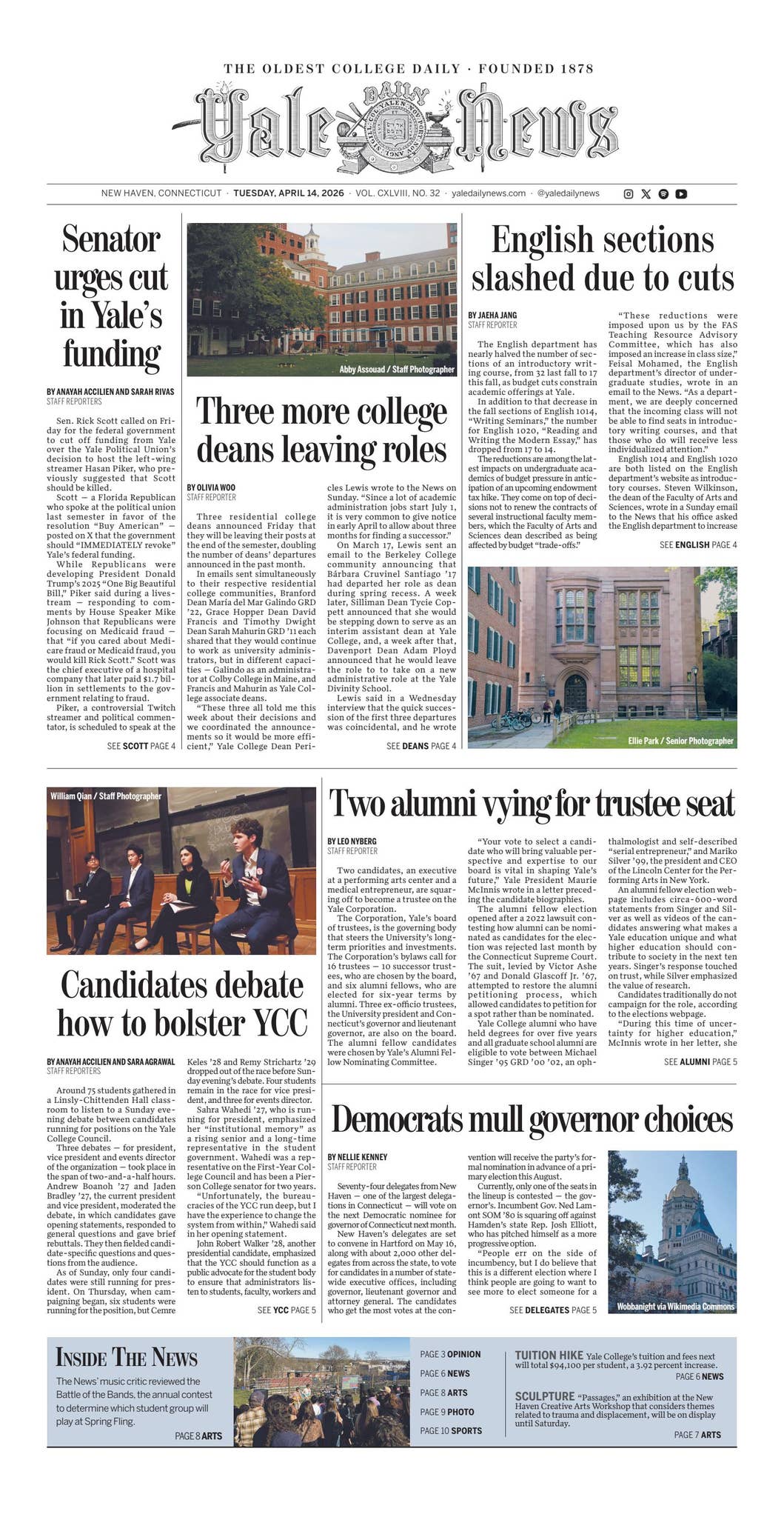 Yale Daily News — April 14, 2026 by Yale Daily News - Issuu