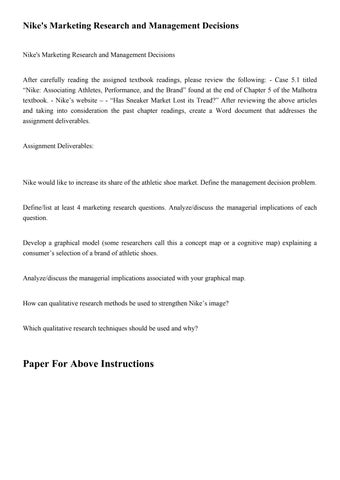 Nike's Marketing Research and Management Decisions Nike's Ma