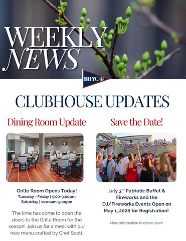 BHYC Weekly Newsletter