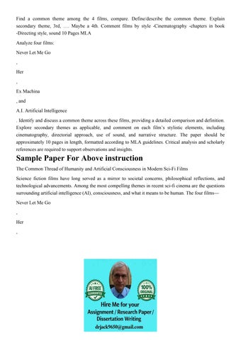 Find a common theme among the 4 films, compare. Define/descr