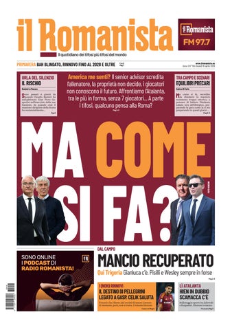 Il Romanista del 16 aprile 2026