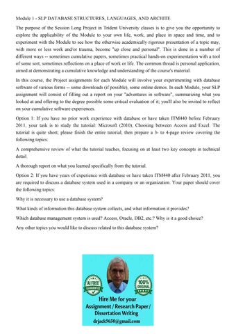Module 1 - SLP DATABASE STRUCTURES, LANGUAGES, AND ARCHITE T