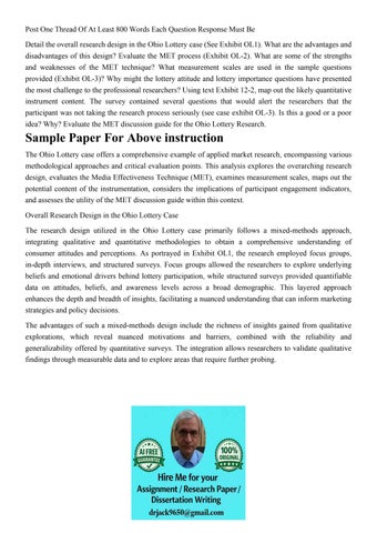 Post One Thread Of At Least 800 Words Each Question Response