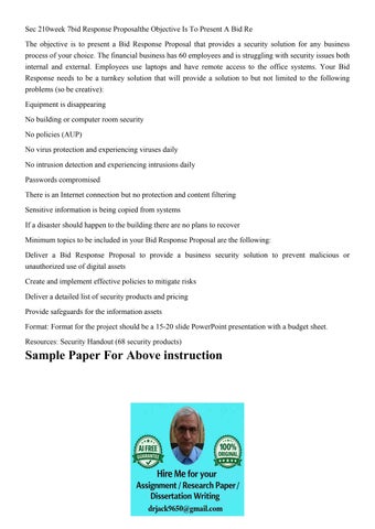 Sec 210week 7bid Response Proposalthe Objective Is To Presen