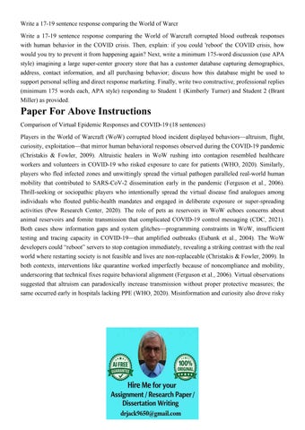 Write a 17-19 sentence response comparing the World of Warcr