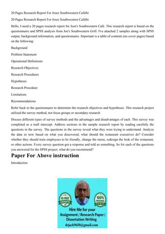20 Pages Research Report For Joses Southwestern Caféthi 20 P