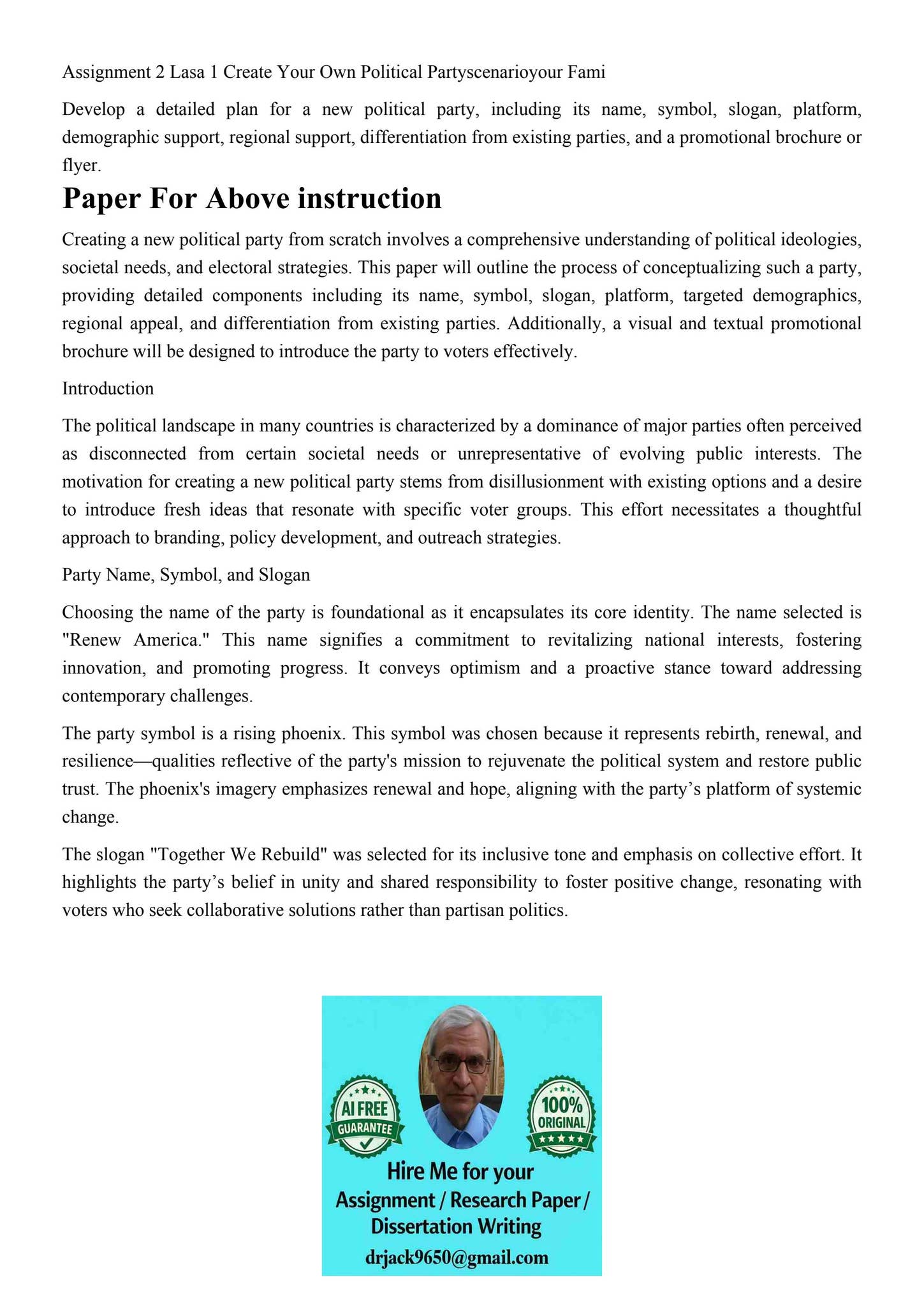 Assignment 2 Lasa 1 Create Your Own Political Partyscenarioy by Dr Jack ...