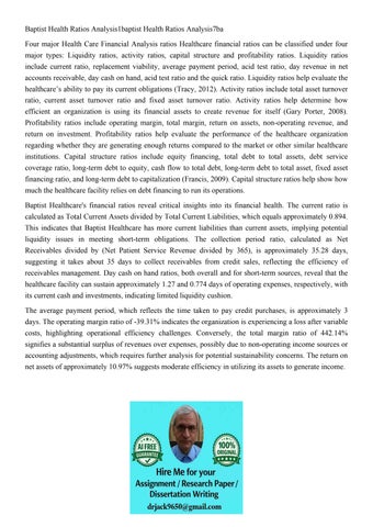Baptist Health Ratios Analysis1baptist Health Ratios Analysi