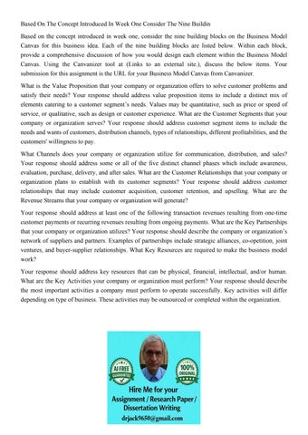 Based On The Concept Introduced In Week One Consider The Nin