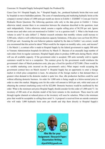 Casescase 16 1hospital Supply Inchospital Supply Inc Produce