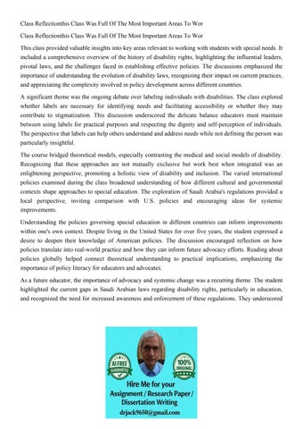 Class Reflectionthis Class Was Full Of The Most Important Ar