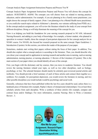Concept Analysis Paper Assignment Instructions Purpose and P