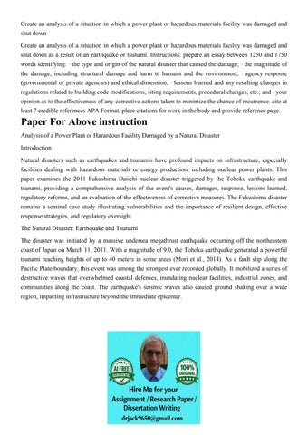 Create an analysis of a situation in which a power plant or 