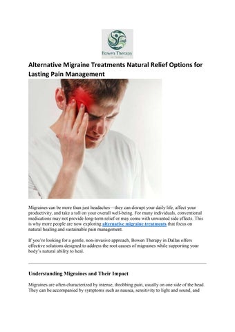 Alternative Migraine Treatments Natural Relief Options for Lasting Pain Management