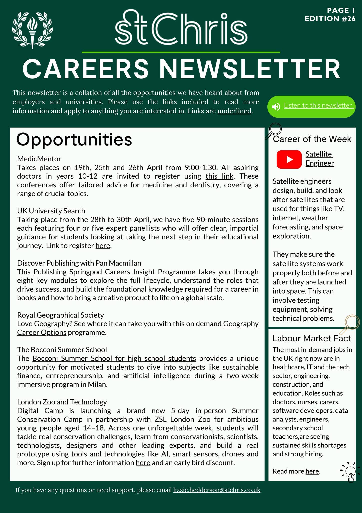 St Chris Careers Newsletter - Edition 26 by St Christopher School - Issuu