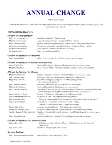 Annual Change 2026 (Canada and Bermuda)