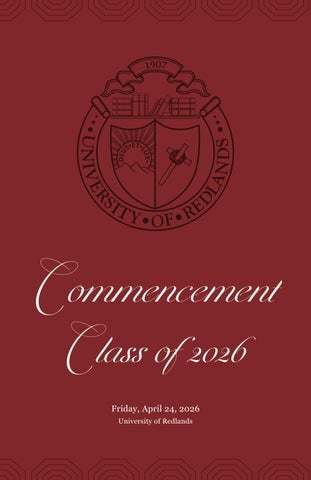 University of Redlands Graduate Commencement Program 2026