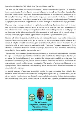 Instructionsthis Week You Will Submit Your Theoretical Frame