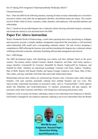 Itm 315 Spring 2018 Assignment 316pointspossibledue Wednesda