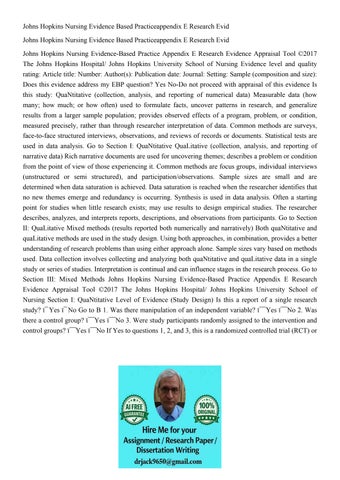 Johns Hopkins Nursing Evidence Based Practiceappendix E Rese